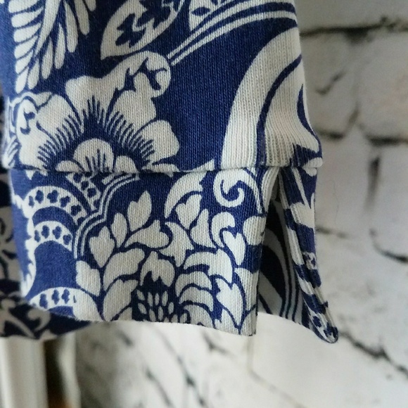 Rafaella blue & white 3/4 sleeve cardigan sz M - Picture 3 of 4